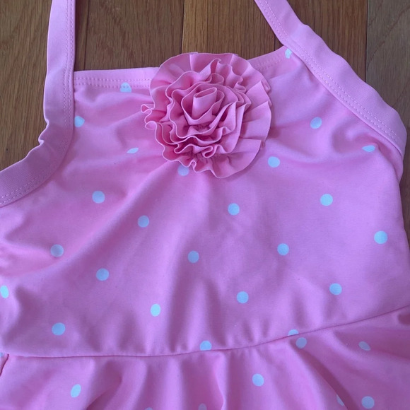 Girls Old Navy Pink Polka Dot Halter Swimsuit - Picture 3 of 4
